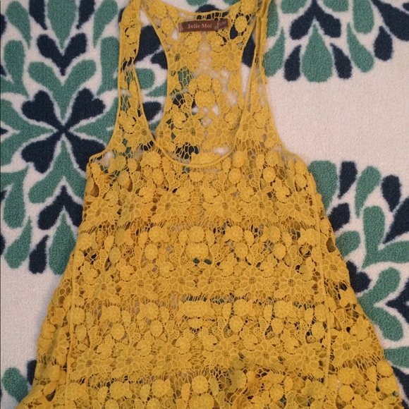 Jolie Moi yellow crochet tank top size S/M - Picture 1 of 4